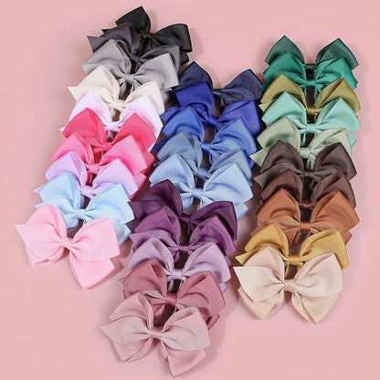 XIMA 30Pcs Grosgrain Ribbon Hair Bows for Girls,Solid Color Alligator Hair Clips,Cute Hair Accessories Set for Toddlers Kids Baby Girls,Hair Barrettes for Daily Wear,School,Party, Birthday Gift