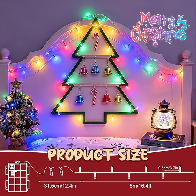 cshare Christmas String Lights Outdoor Waterproof 9.8ft 30 LED, Muliticolor Fairy Lights Battery Operated with Timer Clear Wire for Indoor & Outdoor Christmas Decorations Garland Party Garden 2 Packs