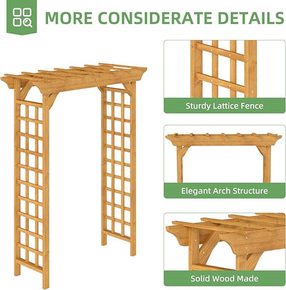 Wood Garden Arbor – Outdoor Wooden Arch Pergola for Garden, Backyard, Patio & Wedding – Durable, Elegant Design for Climbing Plants and Vines