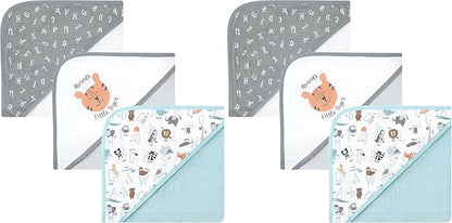 Hudson Baby Unisex Baby Cotton Rich Hooded Towels, Alphabet, One Size (Pack of 2)