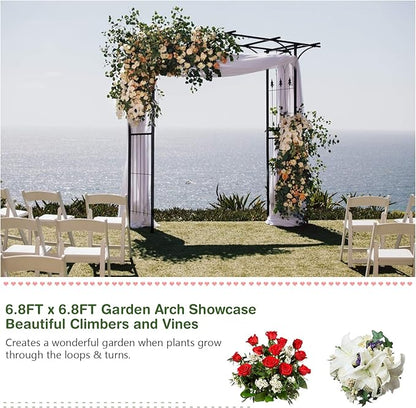 Giantex Garden Arbor Wedding Arch for Ceremony Party, Metal Trellis Archway for Climbing Plants Rose Grape Vines, Steel Frame Pergola Decoration for Backyard Patio Lawn Pathway, Easy to Assemble