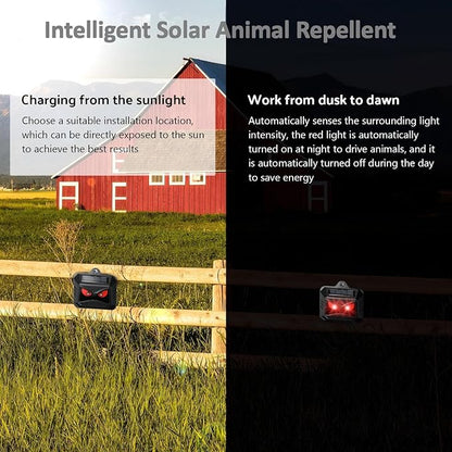 Solar Control Light Nocturnal Animal Repeller Outdoor Deterrent Devices Light Sensor Animal Repellent for Skunk Deer Coyote Fox Raccoon Cat Garden Yard Farm Chicken Coop (16, Black)