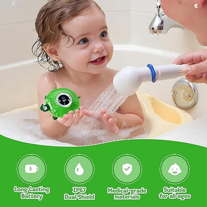 Baby Bathtub Thermometer with LED Display Screen+Floating Turtle toy-2-in-1color Coded Alarm (Cold/Comfortable/hot) Bath Temperature Monitor, Adorable Floating Toys for Infants, Essential for Babies