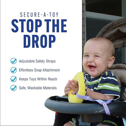 Baby Buddy Secure-a-Toy, Adjustable Pacifier and Teether Strap for Stroller, Highchair, and Car Seat, Black Tan, 2 Pack