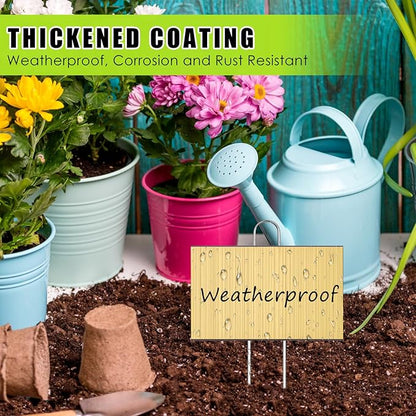 Landhoow 30 Pcs Large Garden Plant Markers Metal Plant Labels Sign 4'' x 6'' with 11'' Stake Weatherproof Waterproof Garden Sign for Outdoor Seedlings Herbs Vegetable Greenhouse, Gold