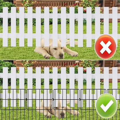 Decorative Garden Fence 17in x10.8ft,10 Pack Rustproof Metal No Dig Fence Animal Barrier for Dog and Rabbits,Square Flower Bed Edging Ornamental Wire Border Panel Fencing,Yard Patio Defense(Square)