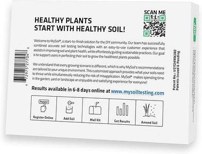 MySoil Soil Test Kit, Unlock Your Lawn & Garden Potential, Complete & Accurate Nutrient and pH Analysis with Recommendations Tailored to Your Soil and Plant Needs