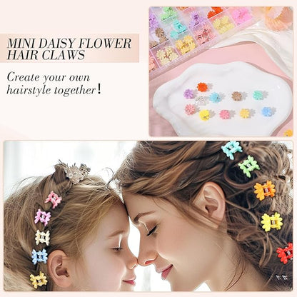 Obeoby 128 Pcs Toddler Baby Girl Hair Clips, Mini Flower Hair Claw Clips - Cute Hair Accessories Holiday Birthday Gifts (32 Colors)