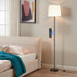 SIBRILLE Floor Lamp with Pleated Shade, 62" LED Dimmable Standing Lamp with Remote & Foot Switch, Color Options, 9W E26 Bulb Included, Modern Reading Light for Living Room Bedroom Office Corner, Black
