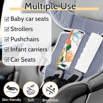 Pea Pod Baby Car Seat Strap Cover 2 Pack Retro Floral Car Seat Straps Shoulder Pads, Seat Belt Cushions Pads for Infant Car Seats, Stroller, Pushchair