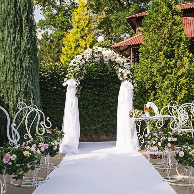 LDAILY Moccha Garden Arch Arbor Trellis, 7.2Ft Outdoor Steel Arbor with Stakes, Metal Archway for Climbing Plants, Wide Sturdy Garden Arch for Lawn, Party, Ceremony Wedding Decoration, Black