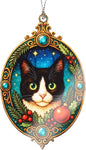 Cat Ornament – Tuxedo Cat Decor – Pet Lover Ornament – Holiday Tree Decoration – Suncatcher Effect Stained Glass Window Hanging – Car Hanging