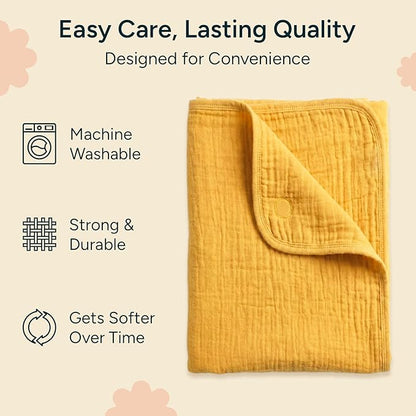 Hands-Free Hooded Towel - 100% Organic Premium Muslin Cotton, 30" x 30", Ultra-Absorbent, Soft, Breathable, Hypoallergenic, Multipurpose, Gifts for Babies & Infants
