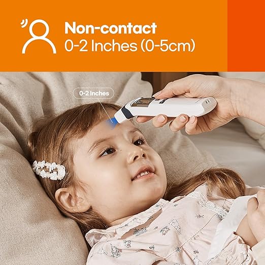 HubiBaby No-Touch Forehead Thermometer, Digital Infrared Thermometer for Adults and Kids, Baby Thermometer with Fever Alarm Fast and Accurate,Ideal for Whole Family (White)