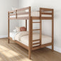 Grain & Grove Bear Twin Over Twin Bunk Bed, Sturdy Bunk Bed Frame for Kids, Plywood Bunk with Ladder, Guardrail, and Slats, No Box Spring Required, Oak Embossed Pecan