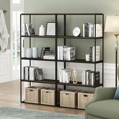 Furinno Moretti Modern Wide Stackable Metal Shelf, Columbia Walnut