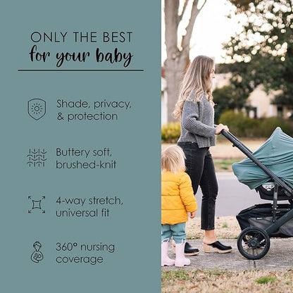 Milk Snob Original 5-in-1 Luxe Cover in Jade - Added Privacy for Breastfeeding, Baby Car Seat, Carrier, Stroller, High Chair, Shopping Cart, Lounger Canopy, Newborn Essentials, Nursing Top