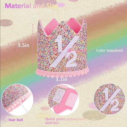 Boy Girl Birthday Crown, Prince Princess Birthday Hat Headband Tiara Crown Cake Photo Prop Party Decorations