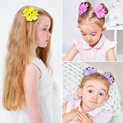 40PCS 3 Inch Hair Bows for Girls Grosgrain Ribbon Toddler Hair Accessories with Alligator Clip Bow for Toddler Girls Baby Kids Teens In Pairs