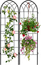 LZRS 2 Pack 71x20in Rustic Iron Arch Decoration Garden Trellis with Black Metal Coating – Perfect for Supporting Climbing Plants Outdoor, Roses, Vines, Flowers, and Vegetables.