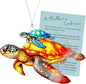 Sea Turtle Gifts for Women-Beach Suncatcher Ornament with Story Card-Turtle Christmas Cards-Beach Gifts for Women-Coastal Christmas Ornaments -White Elephant Presents for Friends