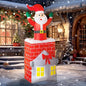 Outsunny 7FT Christmas Inflatable Santa in Chimney Up and Down, Outdoor Blow Up Santa Claus Christmas Decoration with Built-in LED Lights, Easy to Inflate for Indoor Party, Lawn, Garden, Holiday Decor