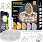 Wefomey White LED Strip Lights, 100ft Dimmable Bright 24V Led Tape Light with Remote and App Control, 2700K-6500K White 1800 LEDs Lights for Bedroom, Kitchen, Ceiling (2 Rolls of 50ft)