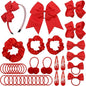 LACGO Pack of 37 School Uniform Hair Bow Accessories - Christmas Grosgrain Hair Clips Bow Headband Ribbon Alligator Ponytail Holder for Toddlers Teen Girls Christmas Party Prom (Red)