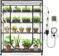 JESLED Indoor Greenhouse with Grow Light, 4FT Full Spectrum 5000K LED Light for Seed Starting, Tiered Lighting Control, Built-in Timer & Thermo-Hygrometer, Rolling Metal Plant Stand (47.2x13.8x70IN)