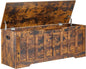 47.2"Storage chest extra large,storage trunk with 2 safety Hinges,Wooden storage bench,Shoe Bench,47.2x15.7x19.1 Inch,Easy Assembly,storage bench for bedroom,living room,entryway,Rustic brown