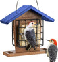 Kingsyard Recycled Plastic Double Suet Feeder with Rainproof Roof & Perch, Cage Suet Bird Feeders for Outdoors Hanging, Great for Woodpecker, Chickadee, Nuthatch (Green)