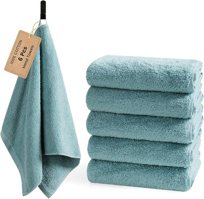 SEMAXE 6-Pack Blue Hand Towels