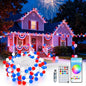 echosari Smart 4th of July Lights Plug in, 10FT 60 LED Color Changing Globe Fairy Lights RGB Built in Chip with App Remote Control, Firecracker String Lights for Indoor Bedroom Party Holiday Decor