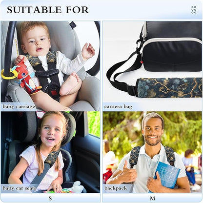 2 Pack Seatbelt Covers Seat Belt Cover Pad for Adults Boys Girls Car Seat Strap Covers Pads Cushion Universal Shoulder Strap Pad Protector for Backpack Camera Bag 6.5 Inch Mystical Flowers and Dragonf