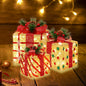 [Large 9.5"x8"x6.5" Christmas Set of 3 Lighted Gift Boxes Decorations Pre-lit 70 Super-Bright LED with Flashers,for Indoor Outdoor Christmas Tree Skirt Ornament Pathway Holiday Party Home