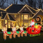 MUMTOP 12FT Long Christmas Inflatables Outdoor Decorations, Inflatables Santa Claus Sleigh with Reindeer Christmas Blow up Yard Decorations Built-in LED Lights for Outdoor Party Holiday Decor