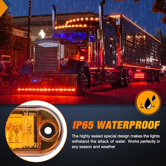 Nilight 2.5Inch Oval Side Marker Light 20PCS Amber 2 Diode LED Trailer Clearance Lights Indicator Taillight Waterproof Surface Mounted for 10-30V Truck Camper Boat Lorry