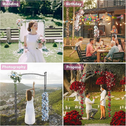 Garden Arch Trellis 7FT Wedding Arch Backdrop Stand, Metal Garden Arbor Trellis for Plant Climbing Outdoor, Plant Arch with Anchored Pile, Flower Stand Balloon Decor, Archway Pergola