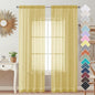 OVZME Mustard Yellow Sheer Curtains 96 Inches Long 2 Panels, Solid Lightweight & Airy Gauzy Window Treatments with Light Filtering for Bedroom, Dual Rod Pocket, Each 42W x 96L