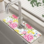 Watercolor Light Pink Floral Dish Drying Mat