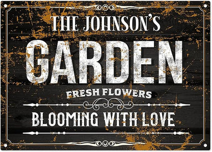 Custom Garden Blooming With Love Sign, Christmas Season, Personalized Name For Backyard/Flower Garden Décor Sign, 10x14 Inches, Rust Free .040 Aluminum, Fade Resistant, Made in USA by Sigo Signs