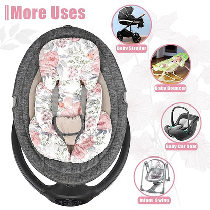 Infant Car Seat Insert, Baby Car Seat Head & Body Support for Newborn, Ultra Soft Reversible Preemie Carseat Insert Cushion for Girls Boys, Fit Car Seat, Stroller, Swing, Bouncer, Pink