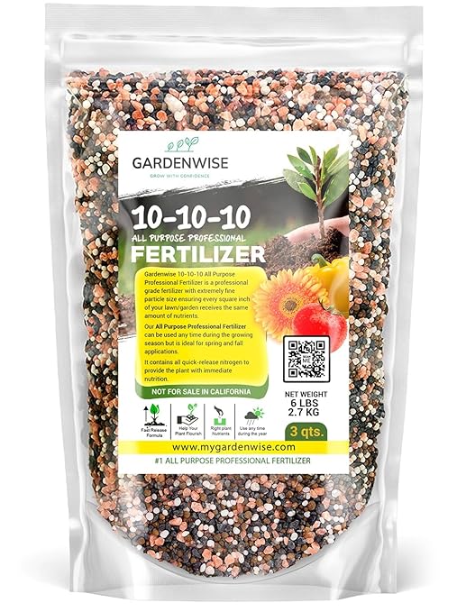 10-10-10 Plant Fertilizer Slow Release - 10 10 10 All Purpose Granular Garden Fertilizer for Vegetables, Tomato, Arborvitae, Shrubs, Rose, Flowers, Fruit, Fig Trees (3 QUARTS)