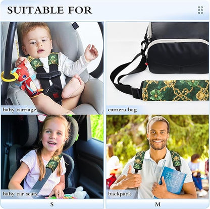 Green Gold Shamrocks Seat Belt Cover Pad 2 Pack Car Seat Belt Cushion Soft Car Seat Shoulder Protector for Adults Kids
