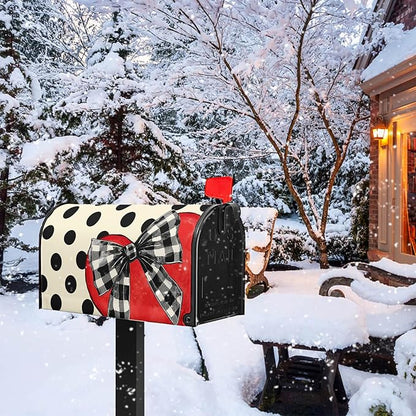 Valentines Mailbox Covers Magnetic Red Love Heart Mailbox Cover Standard Size 21x18 inch Polka Dot Bowknot Buffalo Plaid Decorative Mailboxes for Outside Garden Yard