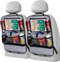 LUCMO Car Backseat Organizer with Touch Screen Tablet Holder-2 Pcs,9 Storage Pockets Car Storage Organizer Protectors Kick Mats Travel Accessories for Kids-Grey