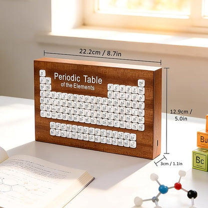 Ammonite Wooden Periodic Table Desk Lamp, USB Powered Element Block LED Warm White Light, Educational Decor for Classroom, Student Chemistry Gifts and Study Room Supplies
