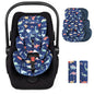 Infant Car Seat Insert Cushion, Super Soft Baby Car Seat Head Support & 2 Straps Pads, Reversible Preemie Newborn Carseat Insert, Fit Car Seat, Stroller, Infant Bouncer, Blue Dinosaur