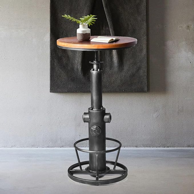 Topower Industrial Bar Table 38.58-48.43" Adjustable Pub Table Kitchen Dining Coffee Bistro Table Silver