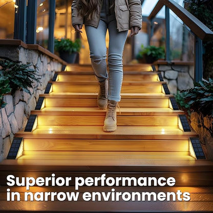 SOLPEX Solar Step Lights for Outside, 24 LEDs Solar Stair Lights Outdoor Waterproof Decor for Porch, Front Door, Stair, Step, Deck, Fence, Balcony, Patio, Wall, Yard, Garden(6 Pack, Warm White)